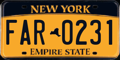 NY license plate FAR0231