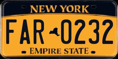 NY license plate FAR0232