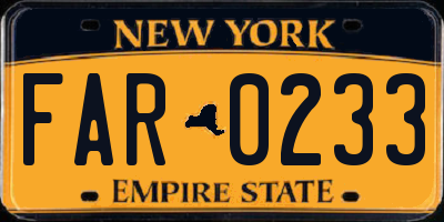 NY license plate FAR0233