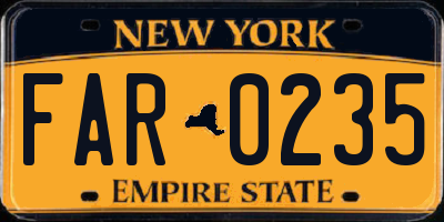 NY license plate FAR0235