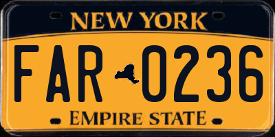 NY license plate FAR0236