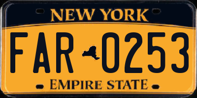 NY license plate FAR0253