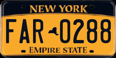 NY license plate FAR0288