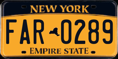NY license plate FAR0289