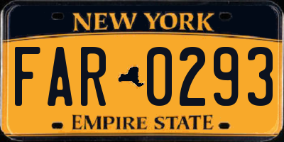 NY license plate FAR0293