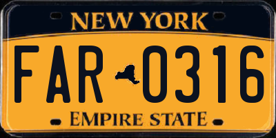 NY license plate FAR0316