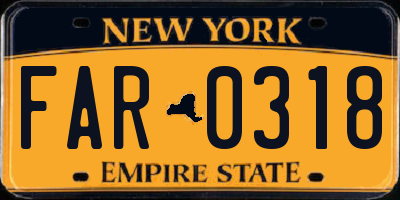 NY license plate FAR0318