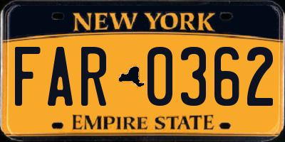NY license plate FAR0362