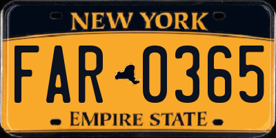 NY license plate FAR0365