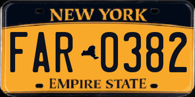 NY license plate FAR0382