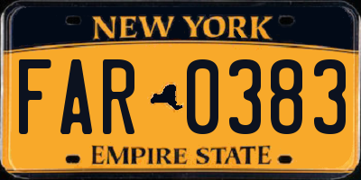 NY license plate FAR0383