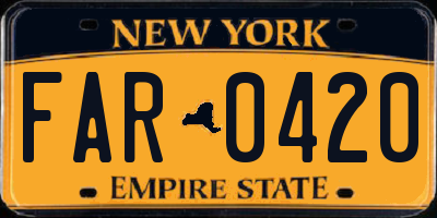 NY license plate FAR0420