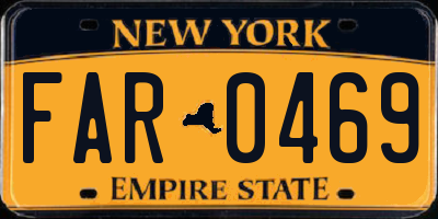 NY license plate FAR0469
