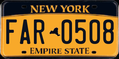 NY license plate FAR0508