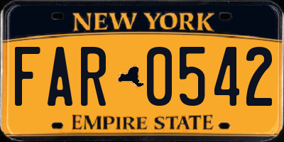 NY license plate FAR0542
