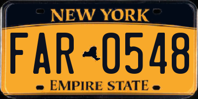 NY license plate FAR0548