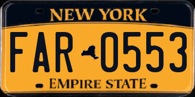 NY license plate FAR0553