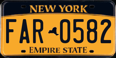 NY license plate FAR0582