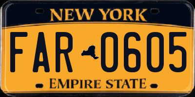 NY license plate FAR0605