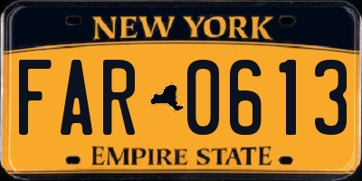 NY license plate FAR0613