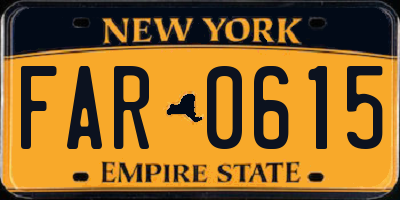 NY license plate FAR0615