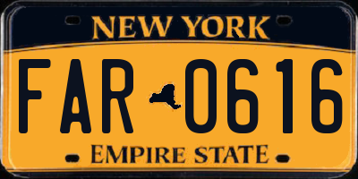 NY license plate FAR0616