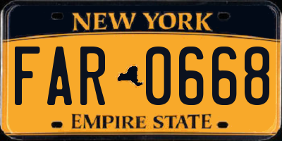 NY license plate FAR0668
