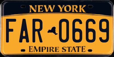 NY license plate FAR0669
