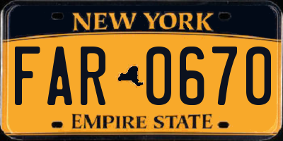 NY license plate FAR0670