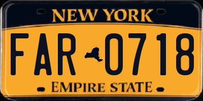 NY license plate FAR0718