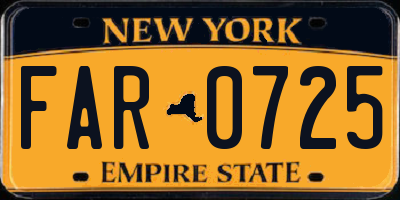 NY license plate FAR0725