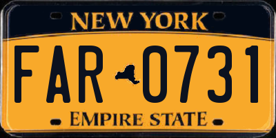 NY license plate FAR0731