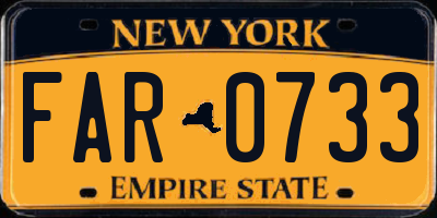 NY license plate FAR0733