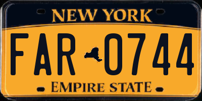 NY license plate FAR0744