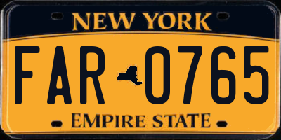 NY license plate FAR0765