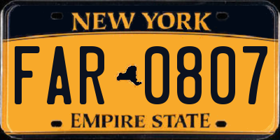 NY license plate FAR0807