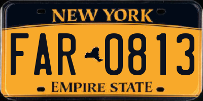 NY license plate FAR0813