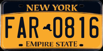 NY license plate FAR0816