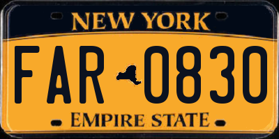 NY license plate FAR0830