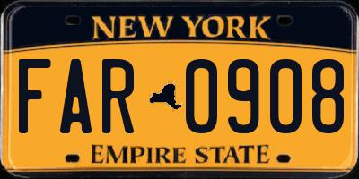 NY license plate FAR0908