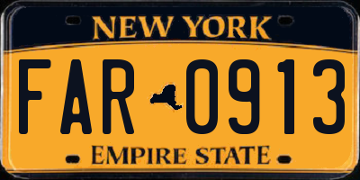 NY license plate FAR0913