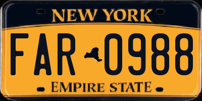 NY license plate FAR0988