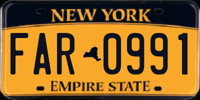 NY license plate FAR0991