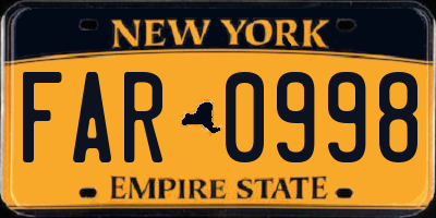NY license plate FAR0998