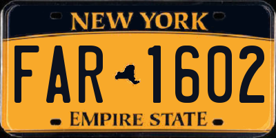 NY license plate FAR1602