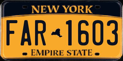 NY license plate FAR1603