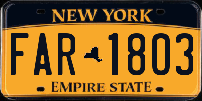 NY license plate FAR1803