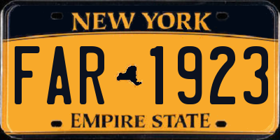 NY license plate FAR1923