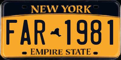 NY license plate FAR1981