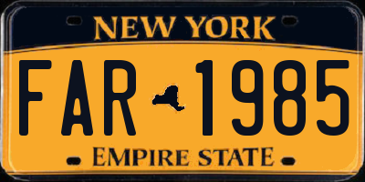 NY license plate FAR1985